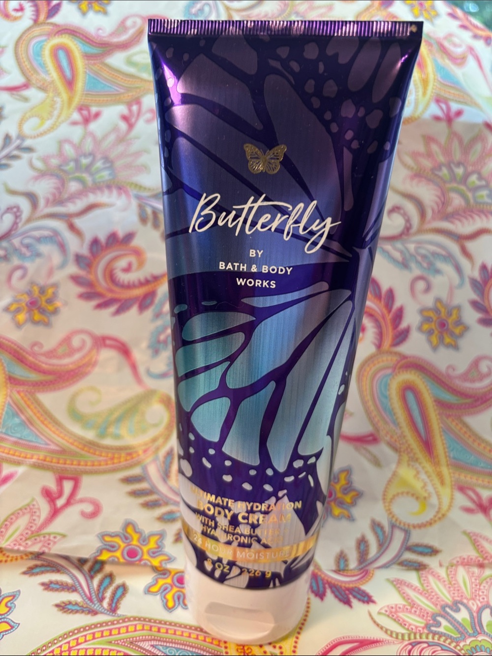 Bath & Body Works Butterfly Hydrating Body Cream — Purple & Teal